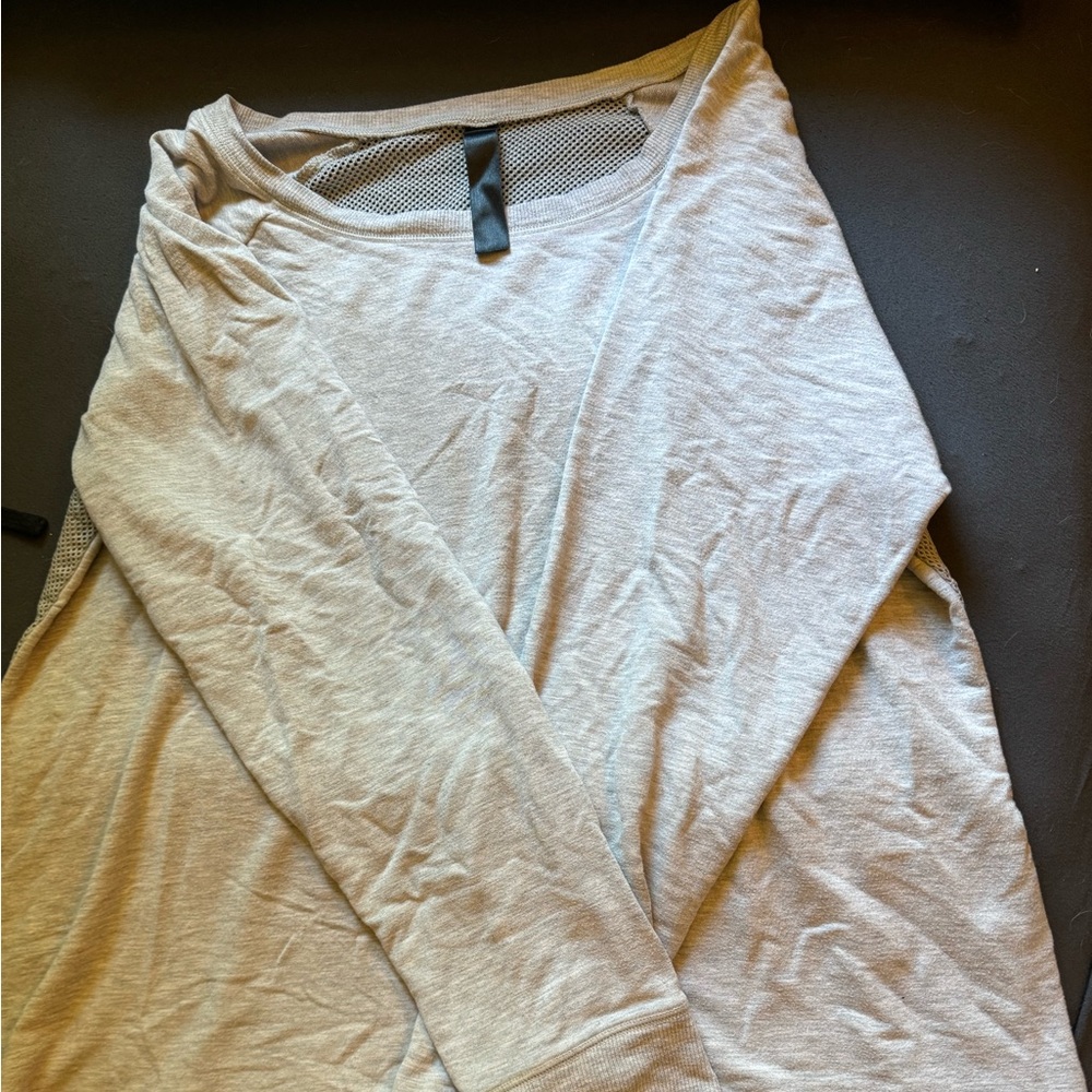 Gray long sleeve shirt with a mesh back